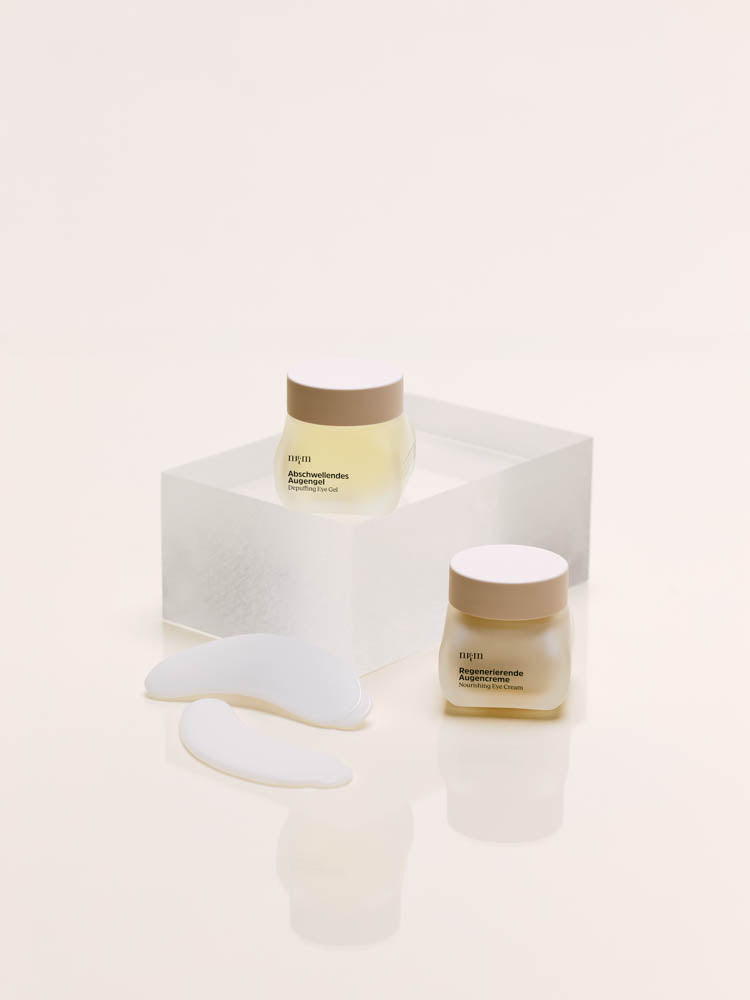 Abschwellendes Augengel, Regenerierende Augencreme und wiederverwendbare Augenpads von nkm