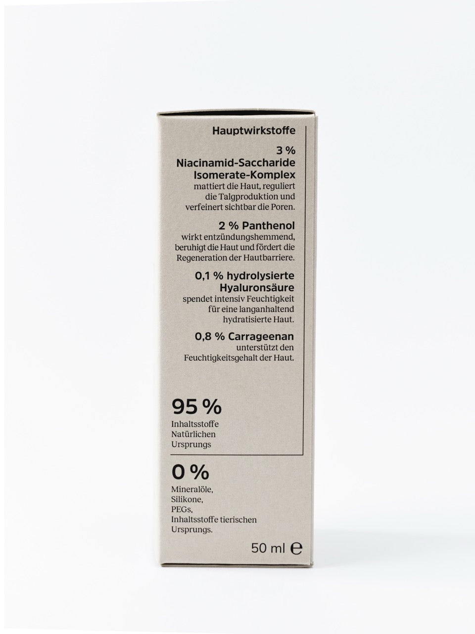 Hellgraue Faltschachtel mit Aufdruck der Hauptwirkstoffe.