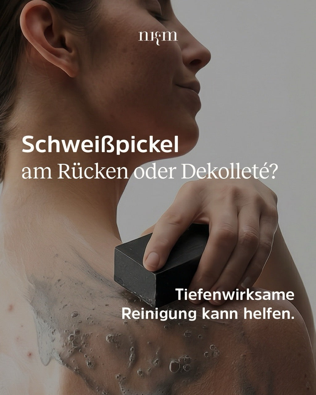 Werbung für den Deep Cleansing Body Wash von nkm bei Schweißpickel