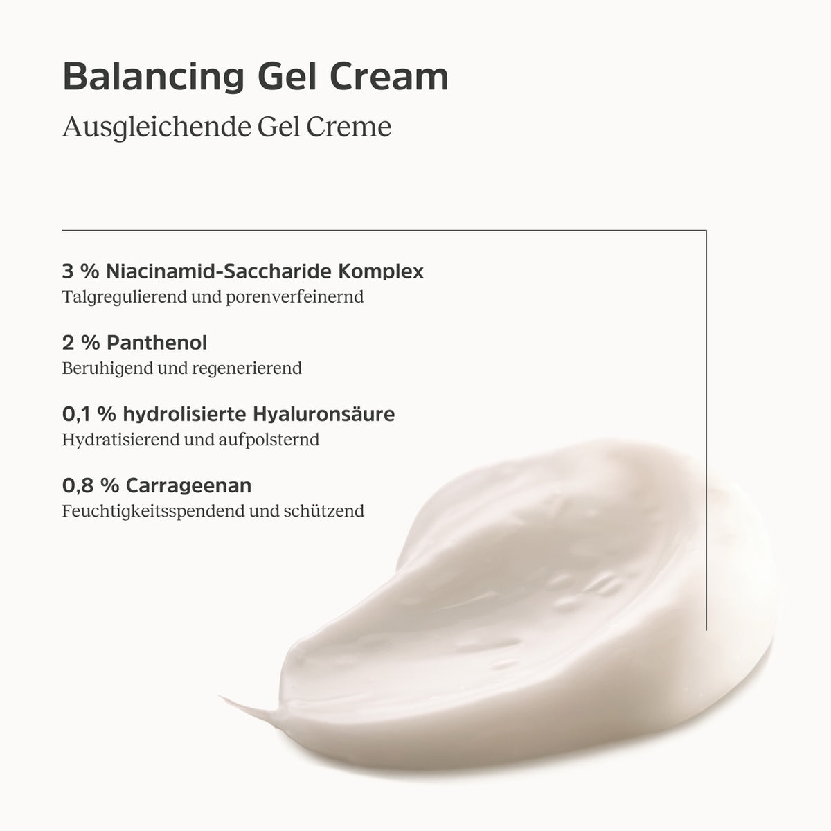 Konsistenz und Informationen zur Balancing Gel Cream