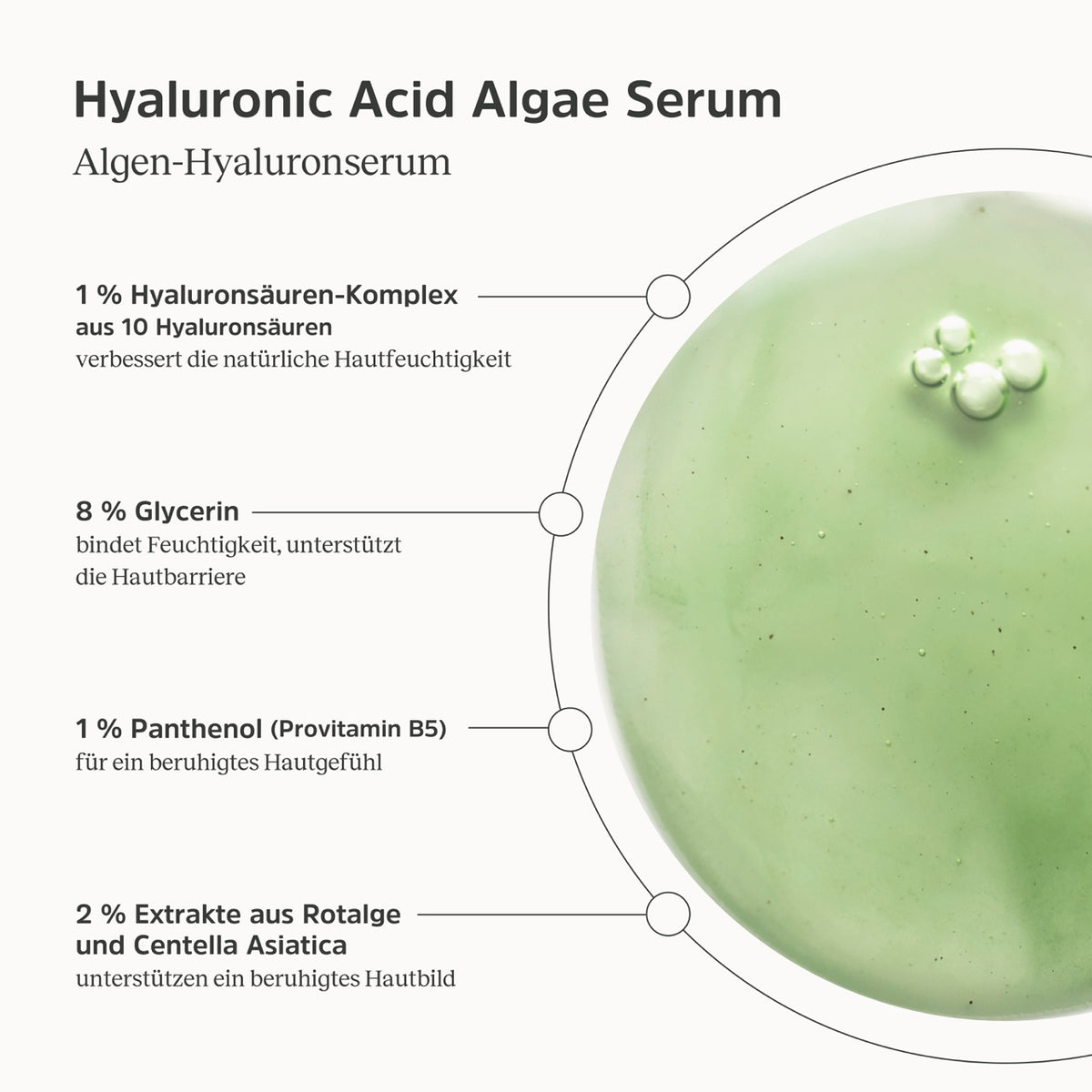 Konsistenz und Informationen zum Hyaluronic Acid Algae Serum