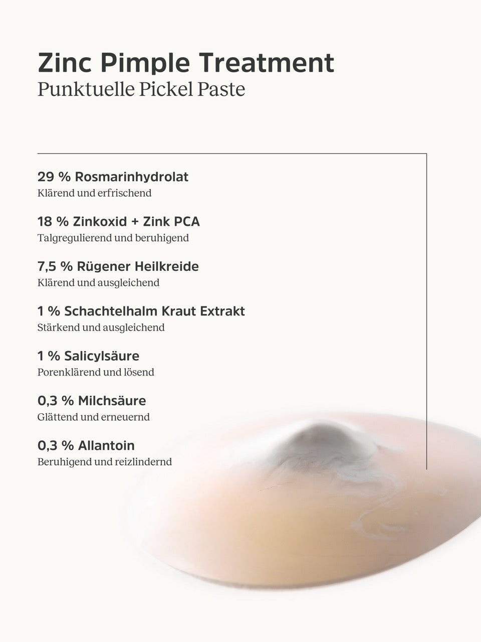 Konsistenz und Informationen zum Zinc Pimple Treatment