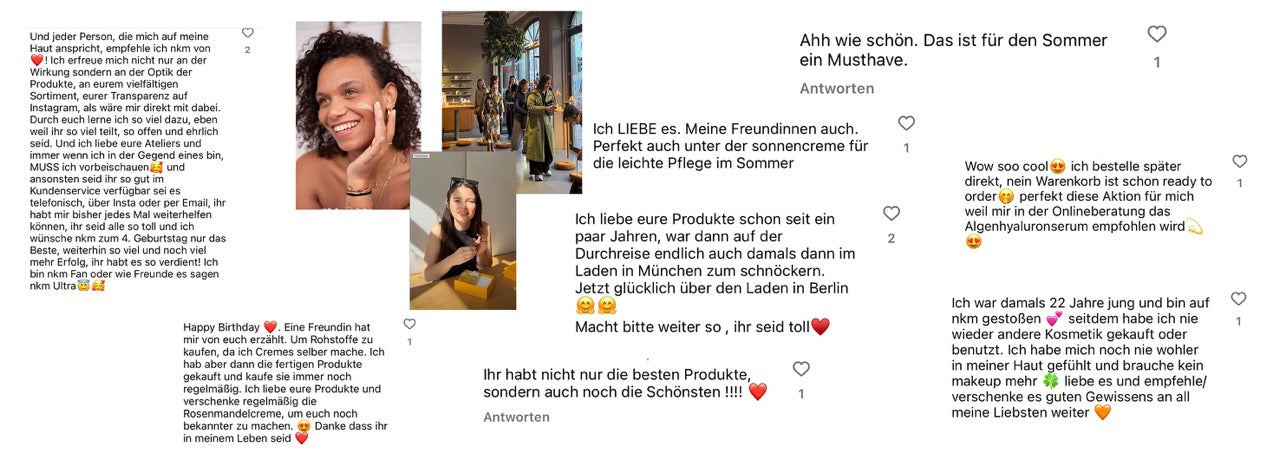 Collage positiver Kundenbewertungen