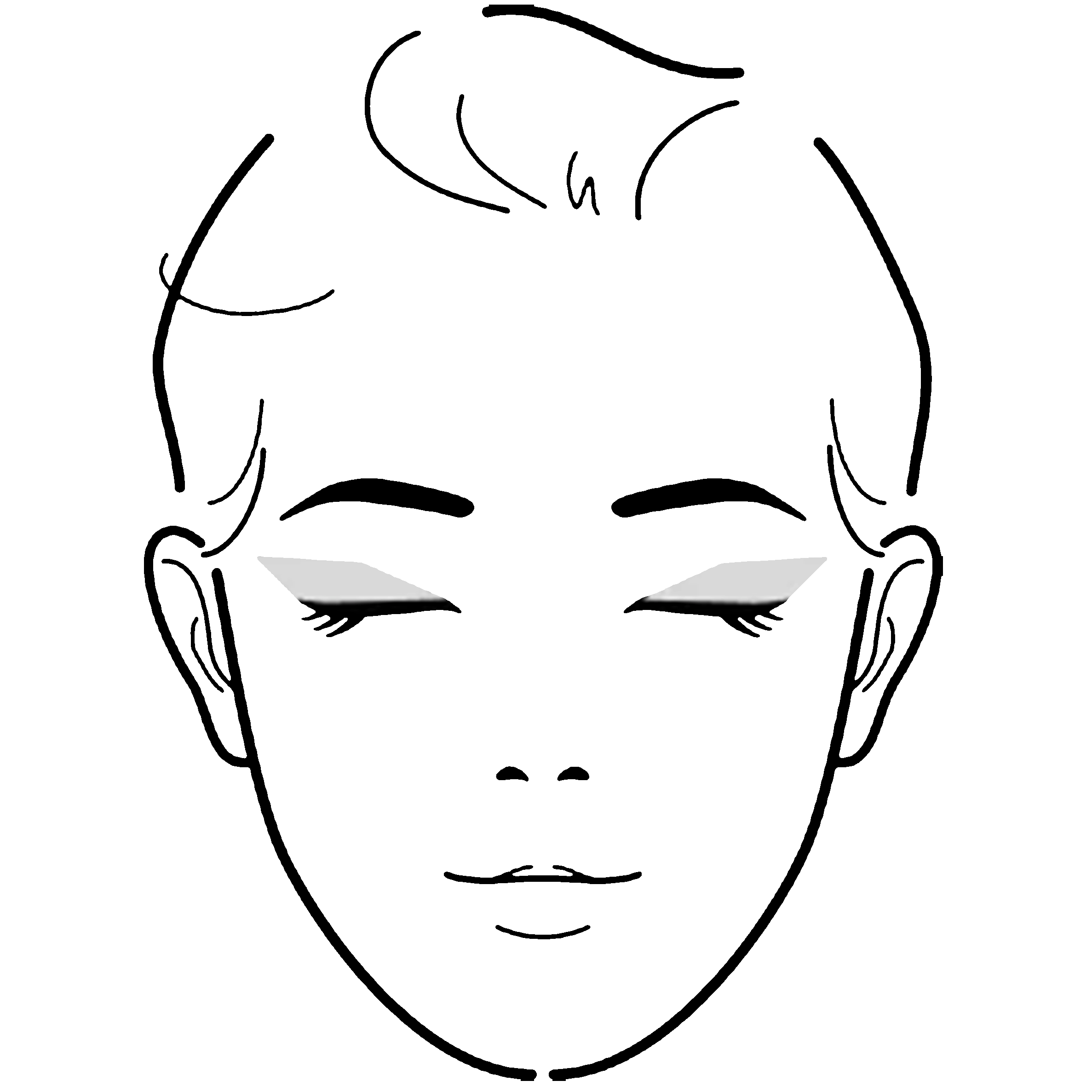 Gesichtsskizze mit Wimperntusche und Lidschatten