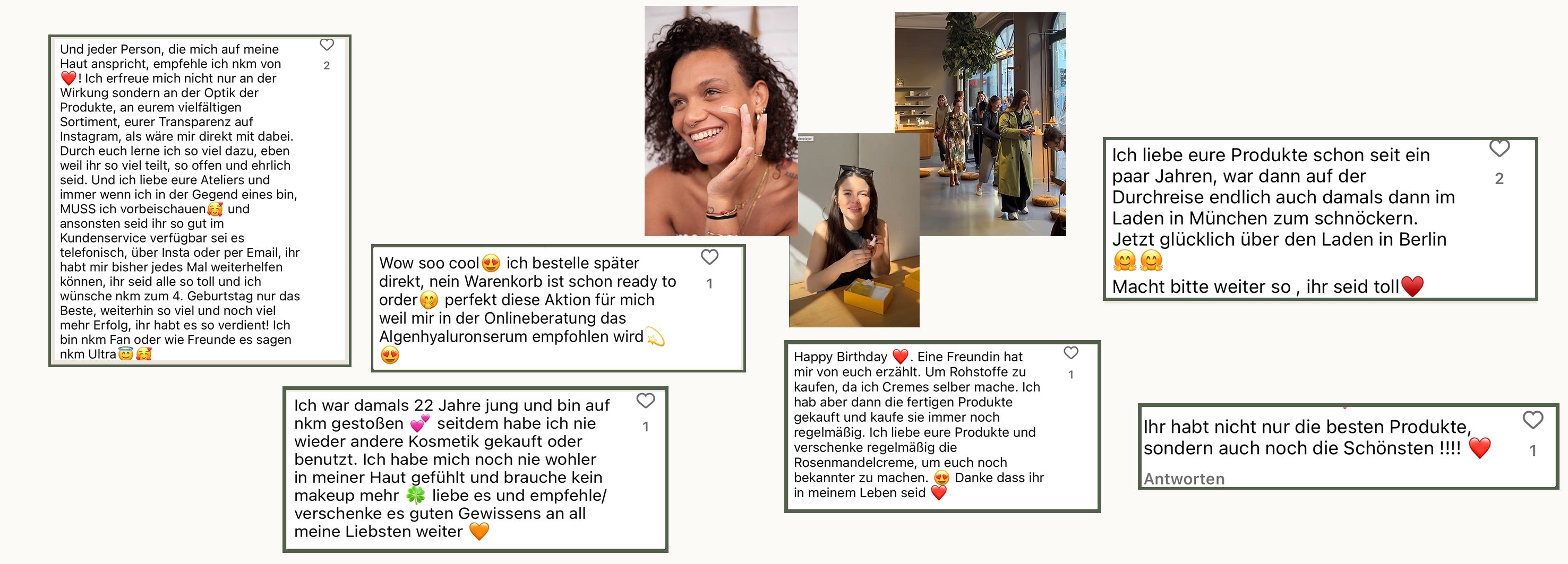 Collage positiver Kundenbewertungen