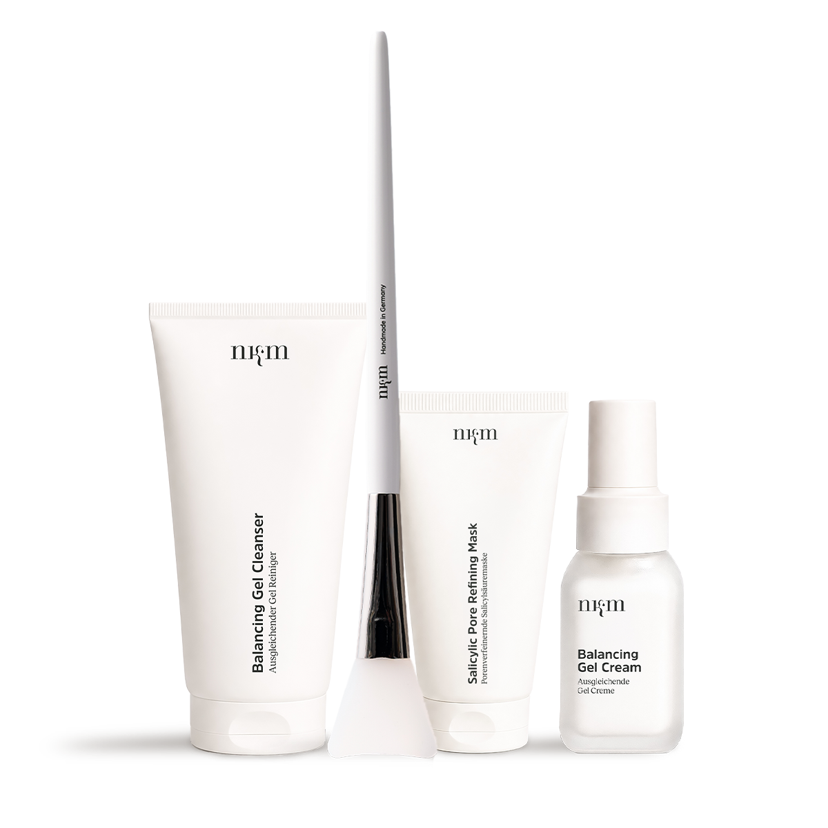 Balancing Gel Cleanser, Salicylic Pore Refining Mask und Balancing Gel Cream von nkm