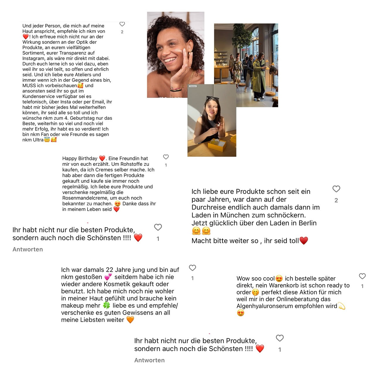 Collage positiver Kundenbewertungen