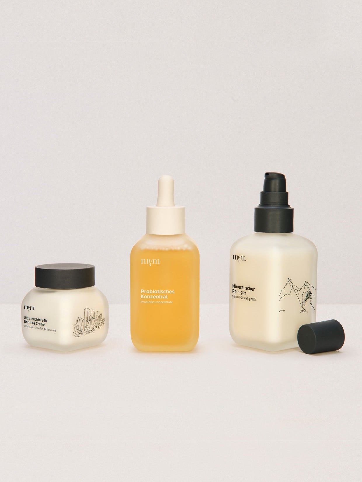 Ultrafeuchte 24h Barriere Creme, Probiotisches Konzentrat und Mineralischer Reiniger