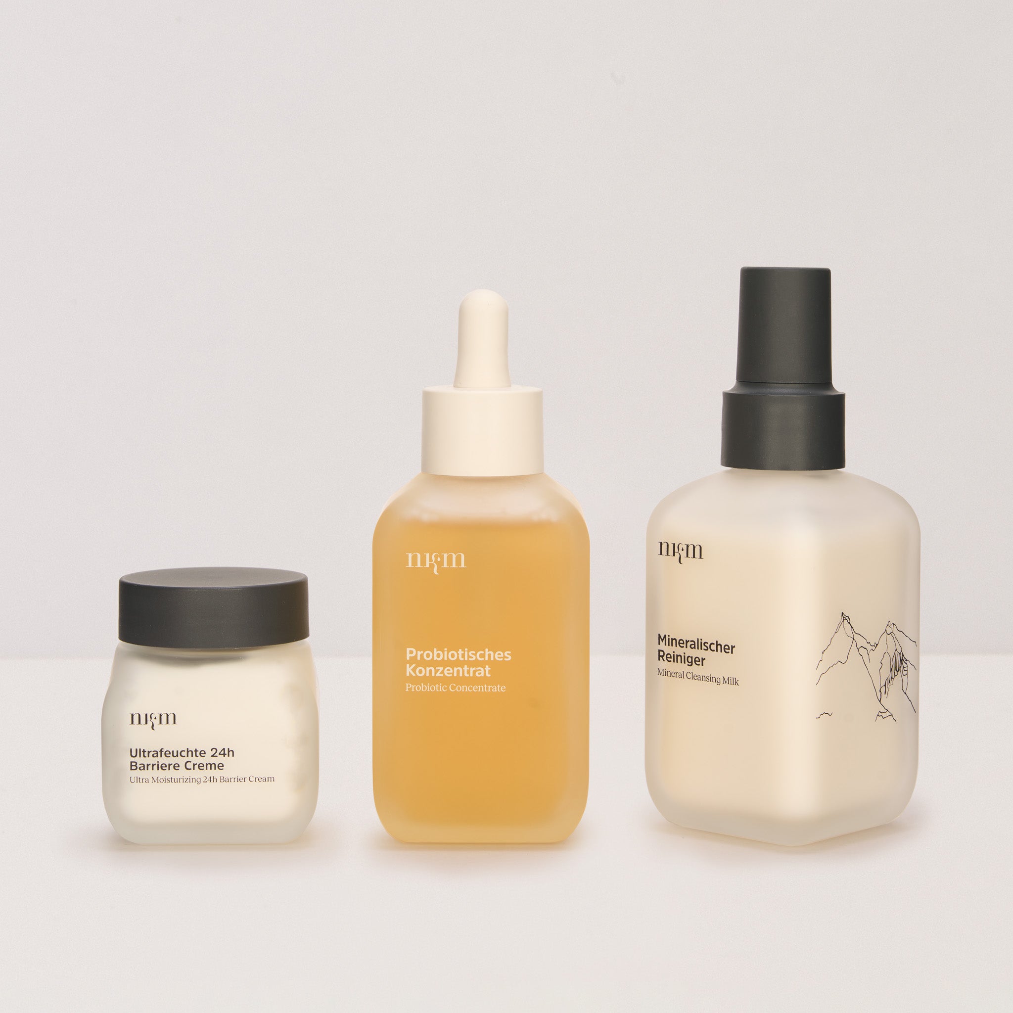 Ultrafeuchte 24h Barriere Creme, Probiotisches Konzentrat und Mineralischer Reiniger