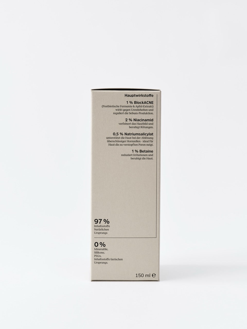 Hellgraue Faltschachtel mit Aufdruck der Hauptwirkstoffe