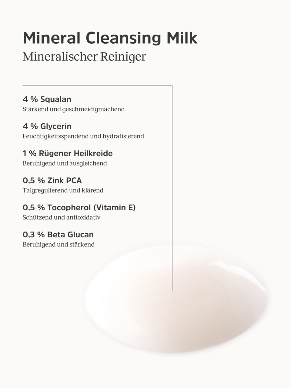 Konsistenz und Informationen zur Mineral Cleansing Milk