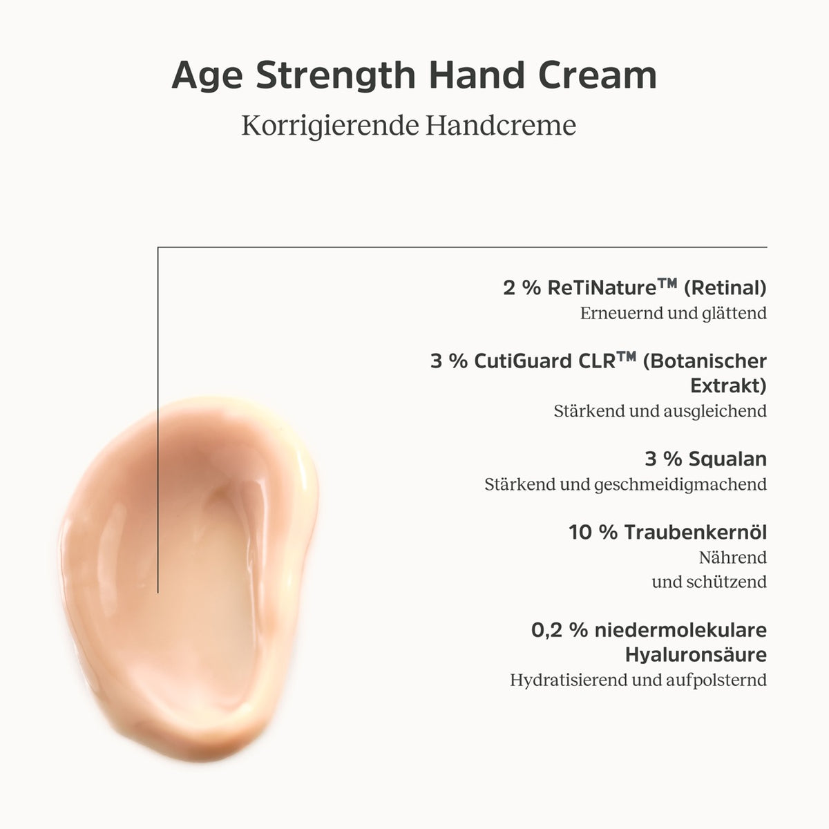 Konsistenz und Informationen zur Age Strength Hand Cream