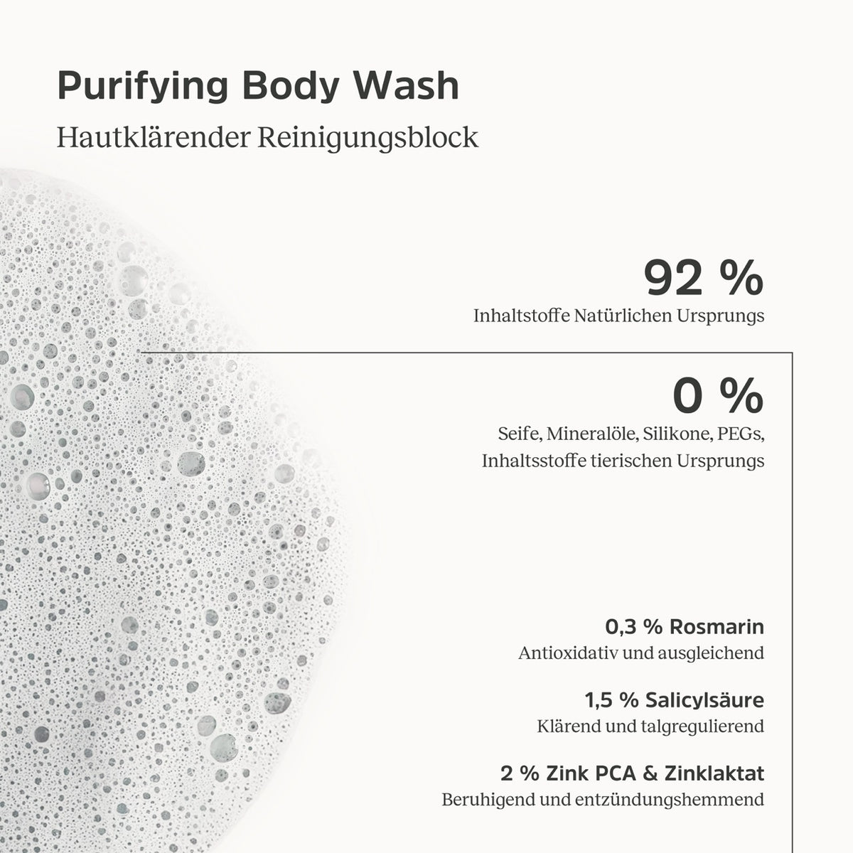 Konsistenz und Informationen zum Purifying Body Wash