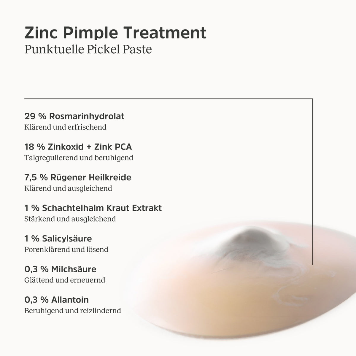 Konsistenz und Informationen zum Zinc Pimple Treatment