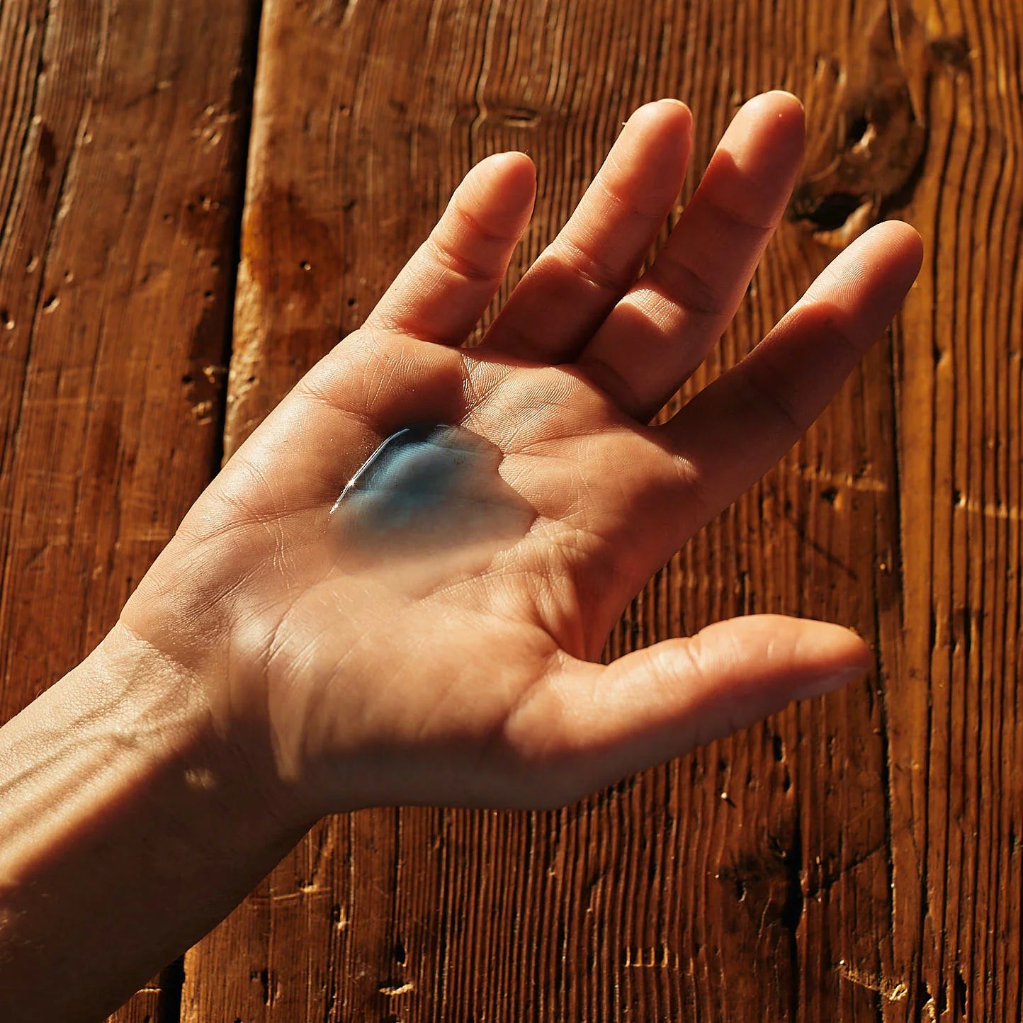 Milder Reiniger auf Handinnenfläche