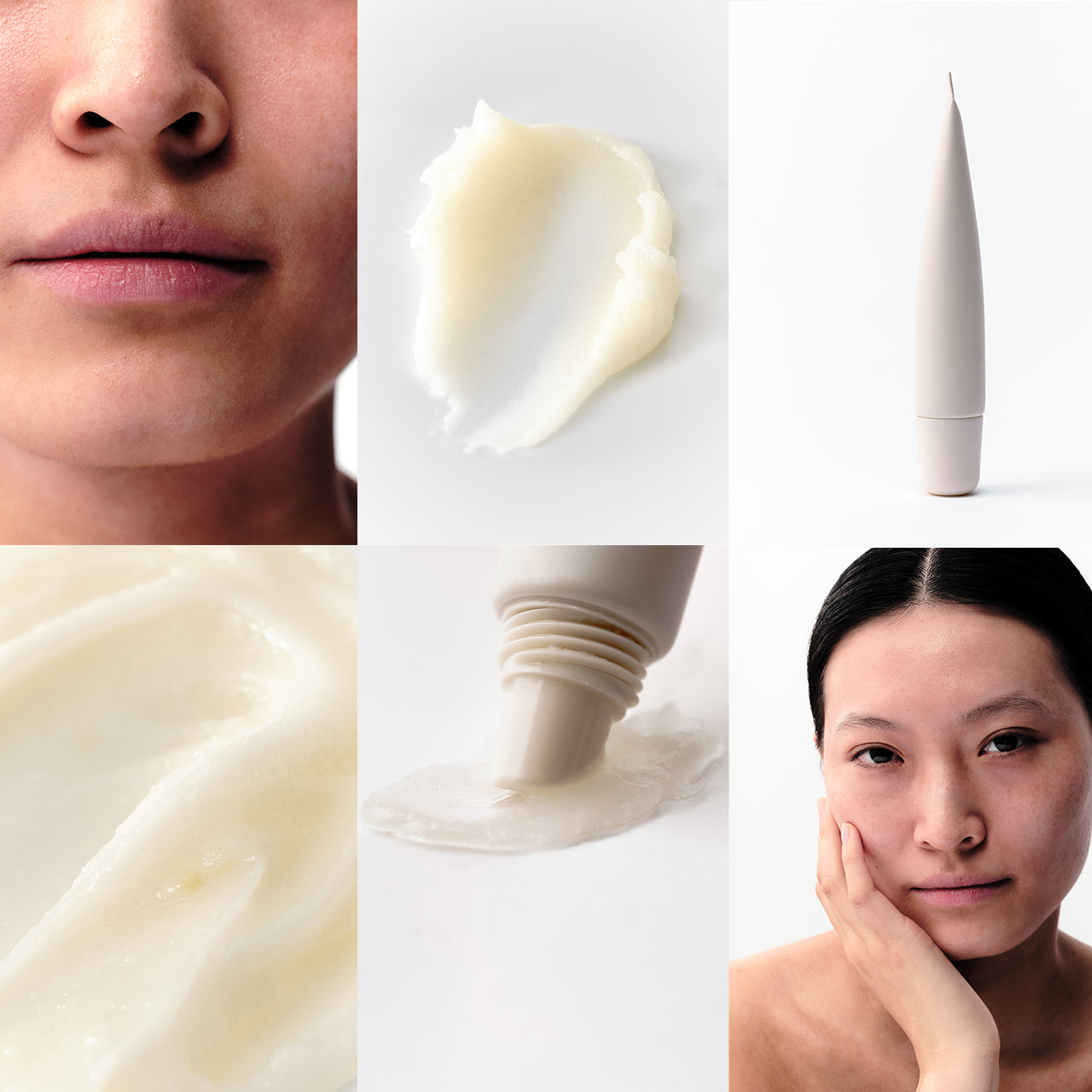 Collage mit Fokus auf Lippen, Lippenpflege und deren Konsistenz